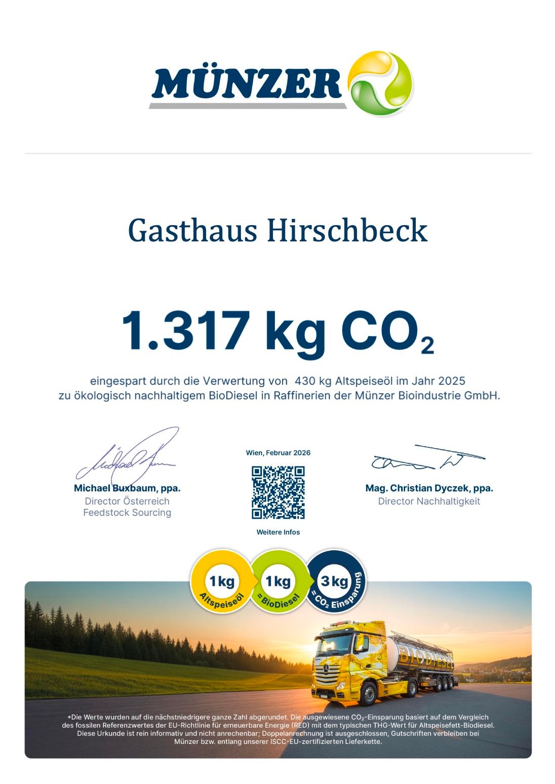 Münzer Altspeiseöl-Recycling